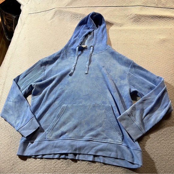 Zyia Active Blue Waffle Knit Hooded Sweatshirt Size XXL Athleisure EUC - Picture 1 of 5